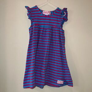 Ruffle Girl Pink and Blue Striped Ruffle Dress